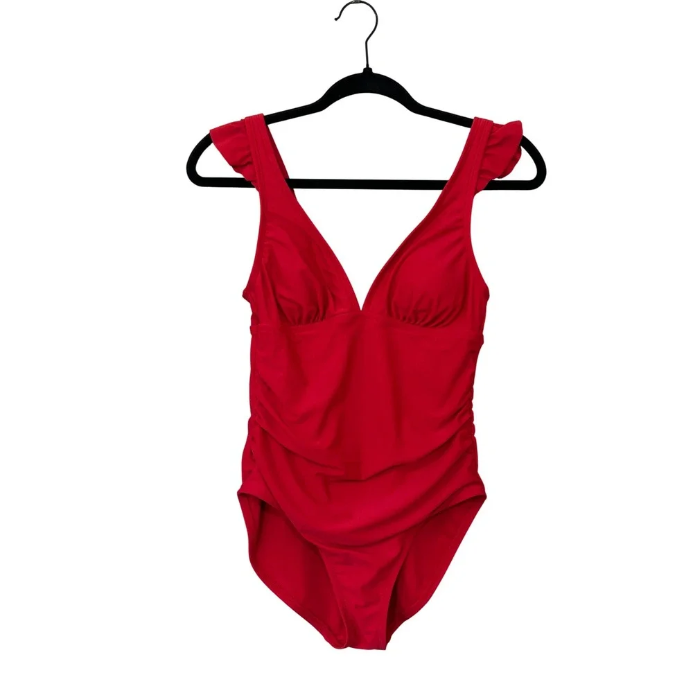 Cherry Crush Ruchedt One-Piece🍒 Womens Small Swimsuit - Picture 2 of 8
